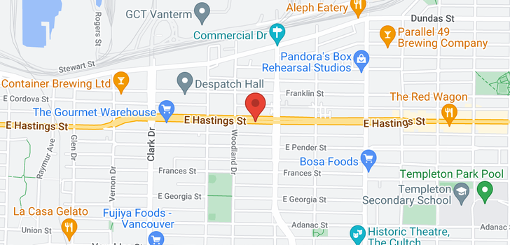 map of 212 1588 E HASTINGS STREET